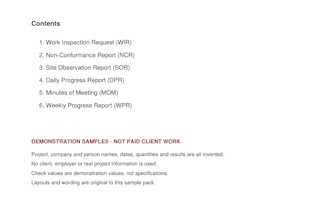create construction inspection request and ncr templates