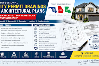 city permit drawings as USA architect for permit plan engineer stamp in MD ga la