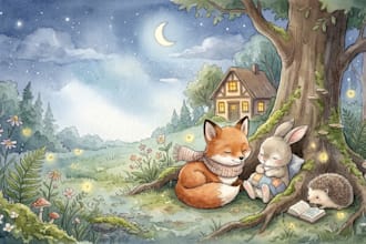 create cozy watercolor art for bedtime stories