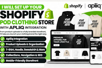 setup apliiq shopify pod website upload products integrate apliiq to shopify