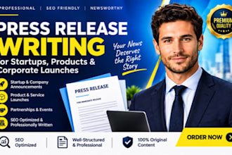 write SEO press releases for startups, products and corporate launch news