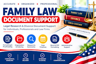 provide law legal  research and divorce document support