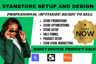set up stan store,beacon ai, gumroad ,stanstore setup