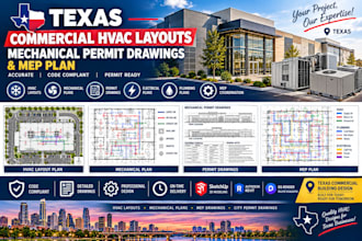 design texas commercial hvac layouts, mechanical city permit drawings, and mep