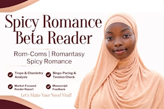 beta read spicy romance, romcom, or romantasy novel