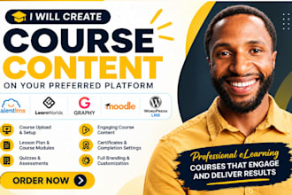 create course content on talentlms, learnworld, graphy, moodle and wordpress lms