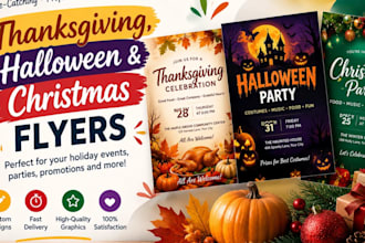 design thanksgiving, halloween, and christmas flyers
