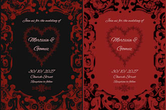 design gothic invitations for weddings, birthday parties, halloween party