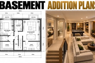 design basement addition plans with cad documentation