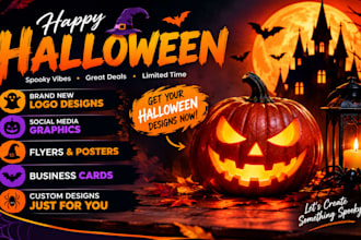 design a spooky halloween party flyer and cyber monday