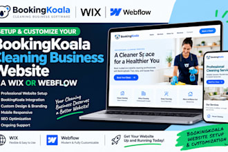 setup and customize your bookingkoala cleaning business website via wix webflow