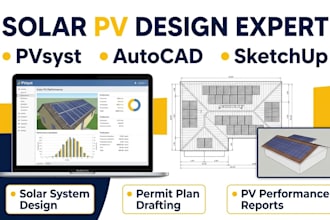 design solar pv systems and permit plans using pvsyst, autocad and sketch
