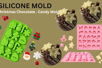 custom christmas chocolate, candy and silicone molds in 3d mold box stl