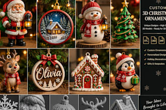 design custom 3d christmas ornaments, santa, and chibi characters for printing