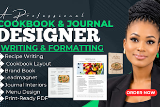 write, edit design cookbook recipe book journal cover design formatter food menu