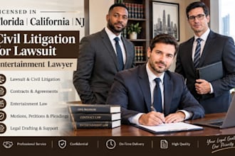 licensed florida califonia nj civil litigation for lawsuit entertainment lawyer