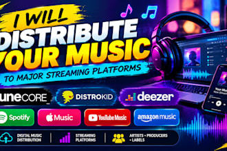upload to distrokid, tunecore,deezer music distribution and track split