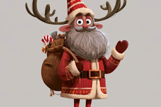 illustrate christmas card, christmas character