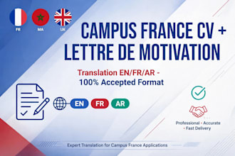 translate and  write perfect cv and motivation letter for campus france