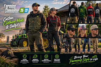 create custom fs25 and fs22 farming simulator clothing mods and outfits