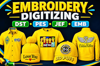 convert logo ,image into pes, dst, jef using wilcom embroidery service