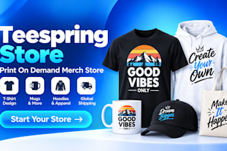 design teespring redbubble teepublic shopify merch store pod product listing