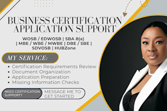 assist with wosb mbe wbe dbe and 8a certification applications