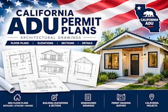 draft california adu permit plans and architectural drawings