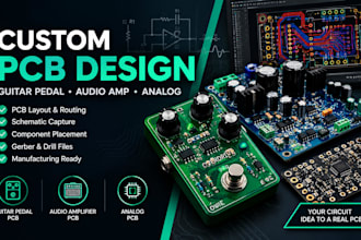design guitar, audio amplifier, pedal pcb and analog pcb