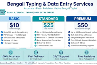 do bengali and english typing and fast data entry