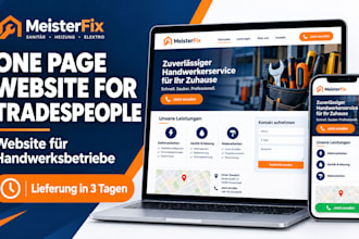 create a one page website design for electrician plumber or painter business