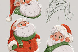 freehand style christmas character