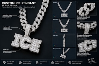 design custom hip hop jewelry, iced out pendant, chain and jewelry logo design