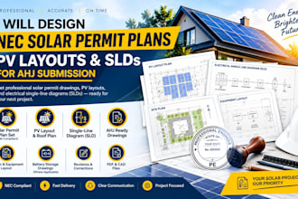 design nec compliant solar permit plan set, pv layout and sld for ahj approval