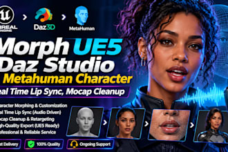 morph ue5 daz studio ai metahuman character, real time lip sync, mocap cleanup