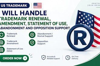 handle trademark renewal amendment statement of use abandonment and opposition