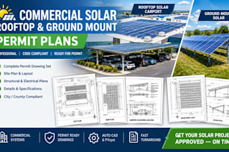 design commercial solar rooftop carport and ground mount permit plans