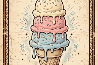 design vintage ice cream poster for dessert shop and cafe