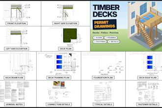 design timber decks, patios, porches  with permit drawings