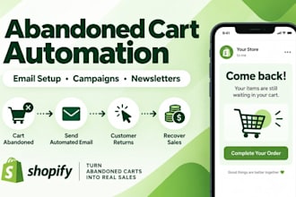 setup abandoned cart email automation shopify store email campaigns newsletters