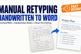 manually type handwritten notes, scanned PDF to word with formatting