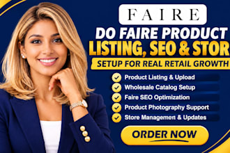 do faire catalog photography store setup wholesale SEO product listings growth