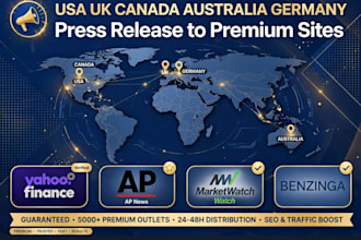 uk, US, australia, german and canada press release submission to premium sites