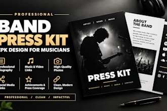 design a professional band press kit and electronic press kit epk for musicians
