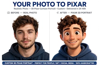 turn your photo into amazing 3d pixar style cartoon portrait
