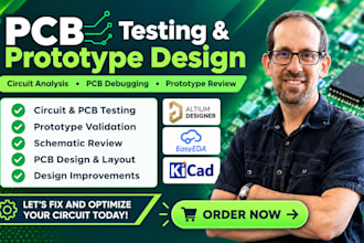 test pcb circuits, review prototypes, and troubleshoot electronic designs