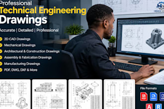 create technical engineering drawings 2d cad drafting and manufacturing drawing