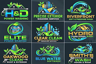 do a modern pressure washing cleaning and power washing logo