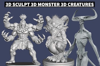 sculpt 3d creatures monsters, toys, collectible figures 3d model for 3d printing