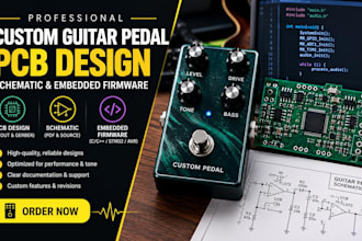 design custom guitar pedal pcb, schematic and embedded firmware